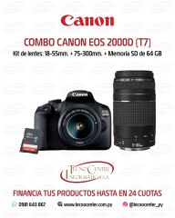 Combo Canon EOS 2000D (T7) Kit 18-55mm + 75-300mm.